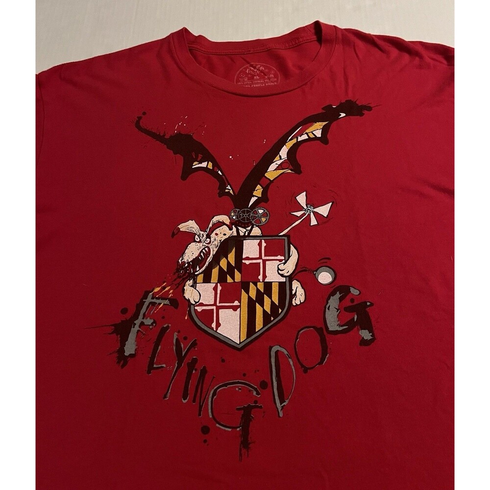 Flying Dog Beer Brewery Maryland Flag Logo Graphic Red T-Shirt XL Raging IPA
